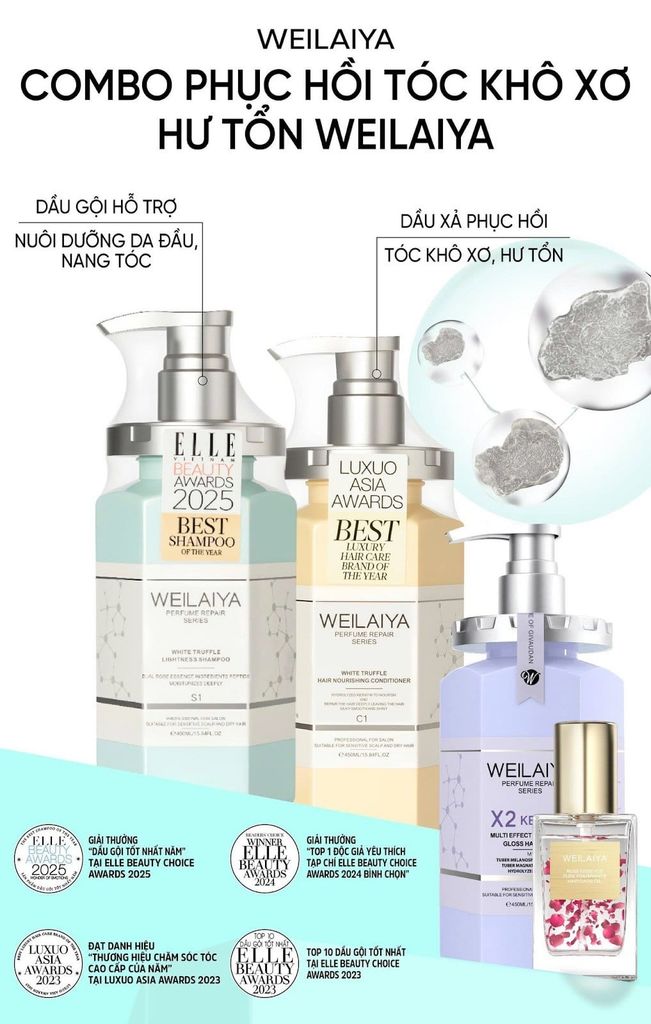 Combo gội - xả - hấp - dưỡng tóc giúp tóc phục hồi như ở salon