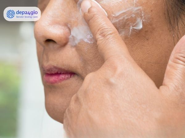 Phụ nữ trung niên thoa kem trị nám tàn nhang an toàn tại nhà giúp cải thiện tình trạng tăng sắc tố da