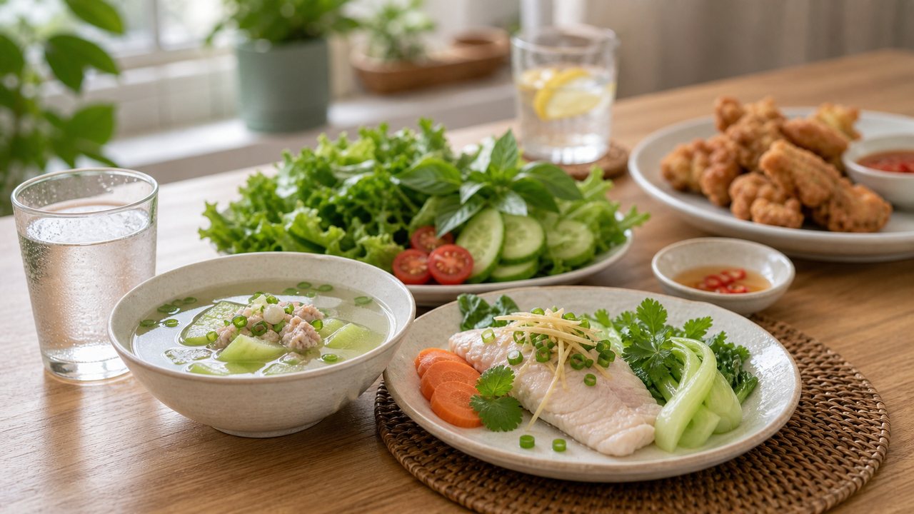 Mùa nóng nên ưu tiên món nhẹ, dễ tiêu và nhiều nước