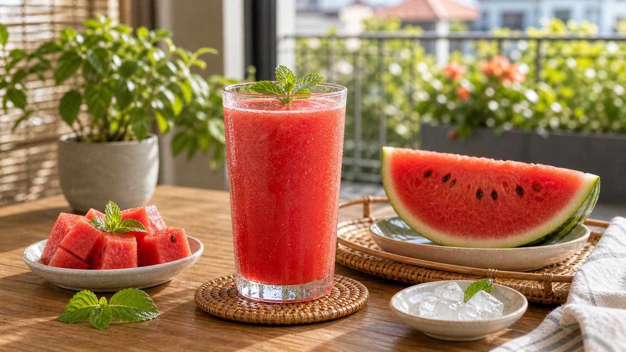 Nước dưa hấu ép mát lành, ngọt tự nhiên