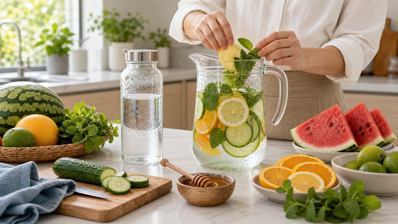 Nước uống tự nhiên ít đường tự làm tại nhà