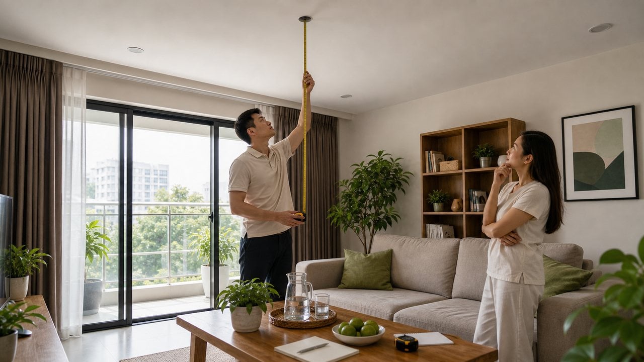 Đo diện tích phòng giúp chọn kích thước quạt trần phù hợp.