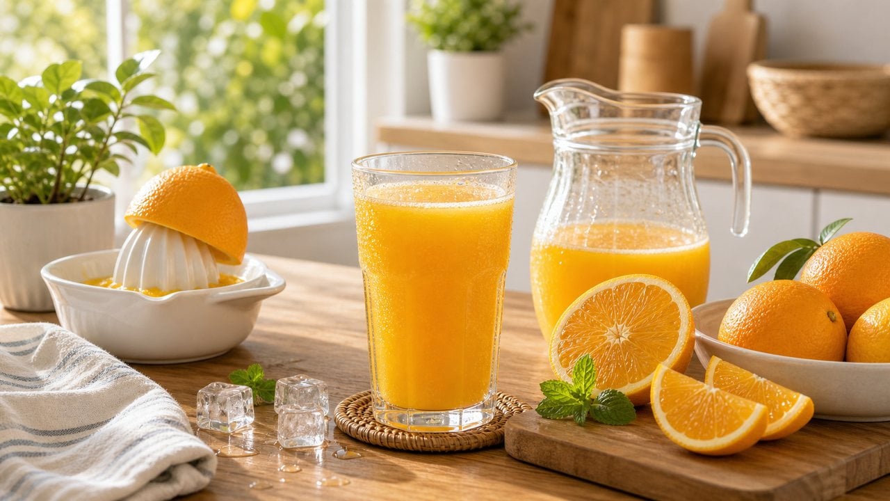 Nước cam tươi bổ sung vitamin C trong mùa hè