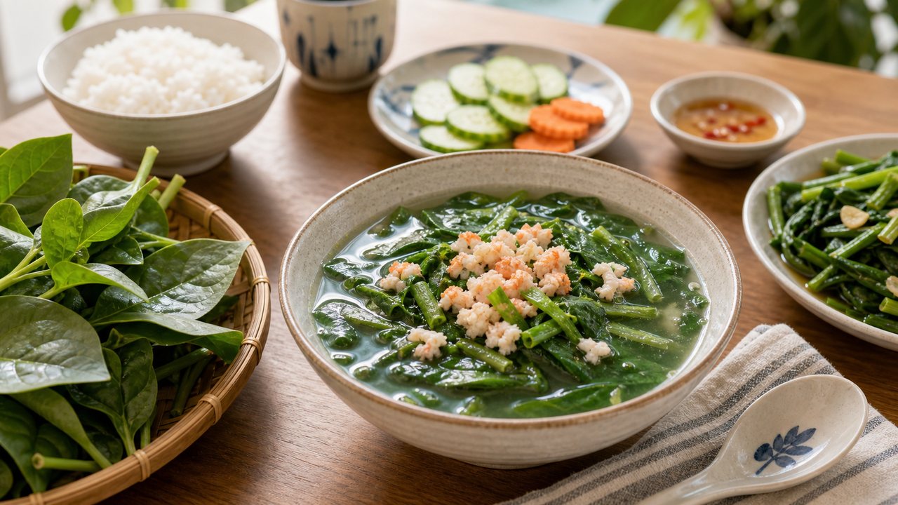 Rau mồng tơi mềm, dễ nấu canh mùa hè