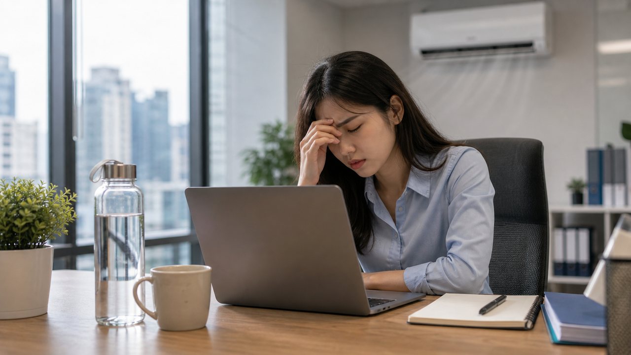 Mất nước có thể xảy ra khi ngồi phòng điều hòa lâu