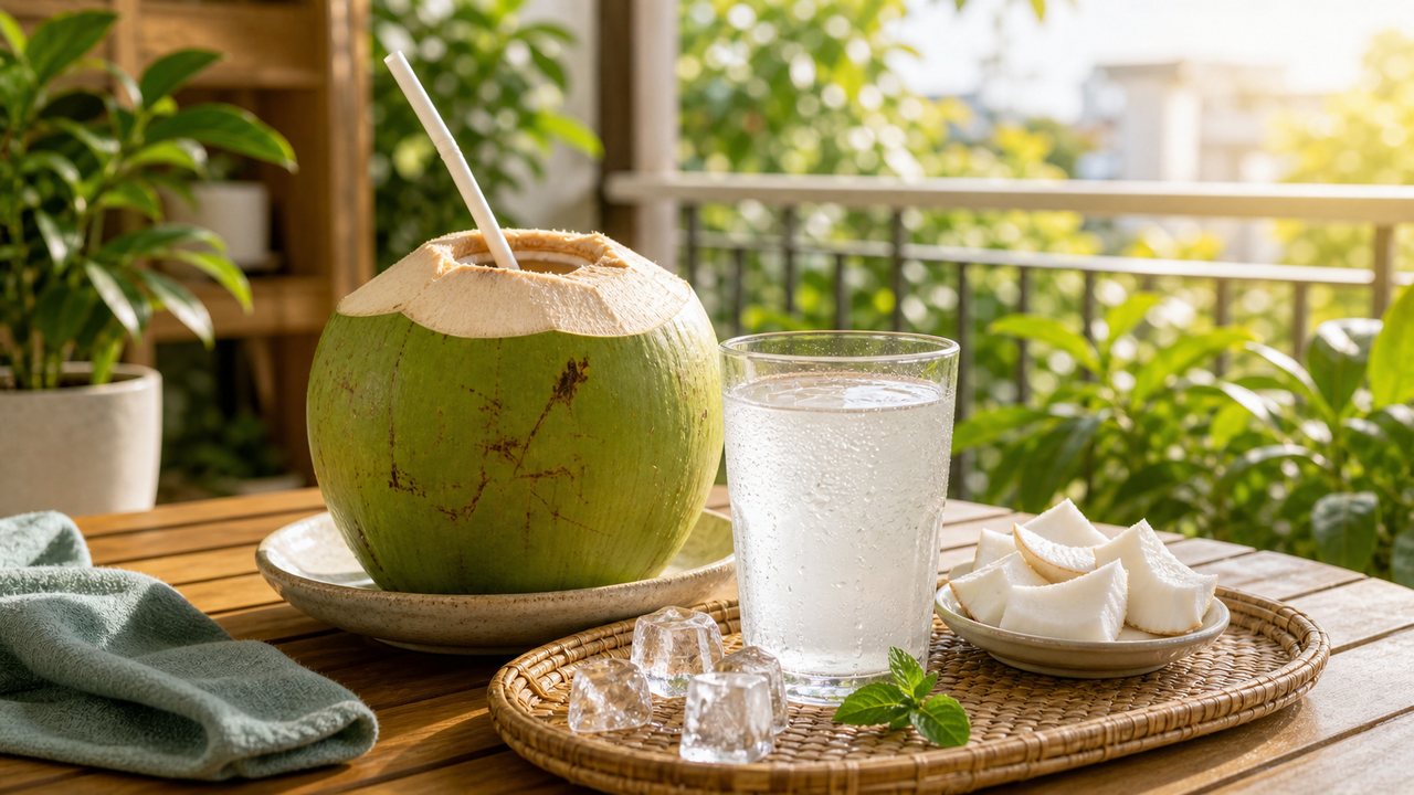 Nước dừa tươi thanh mát, phù hợp sau vận động nhẹ