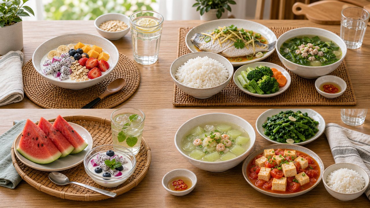 Gợi ý thực đơn một ngày nhẹ bụng trong mùa nóng