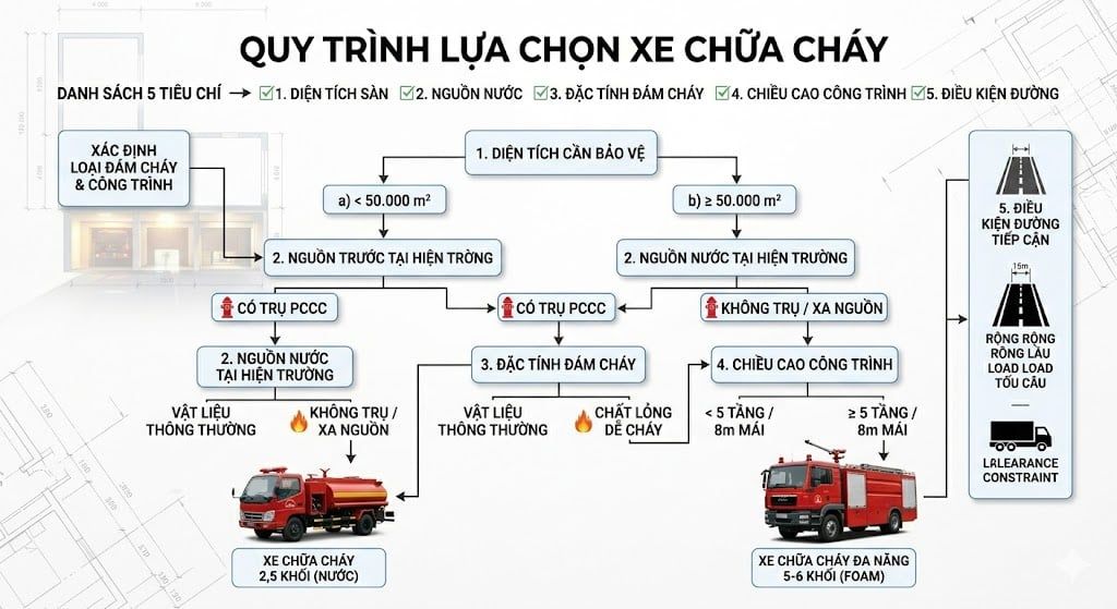 Tiêu chí chọn xe cứu hỏa khu công nghiệp theo QCVN 10:2025