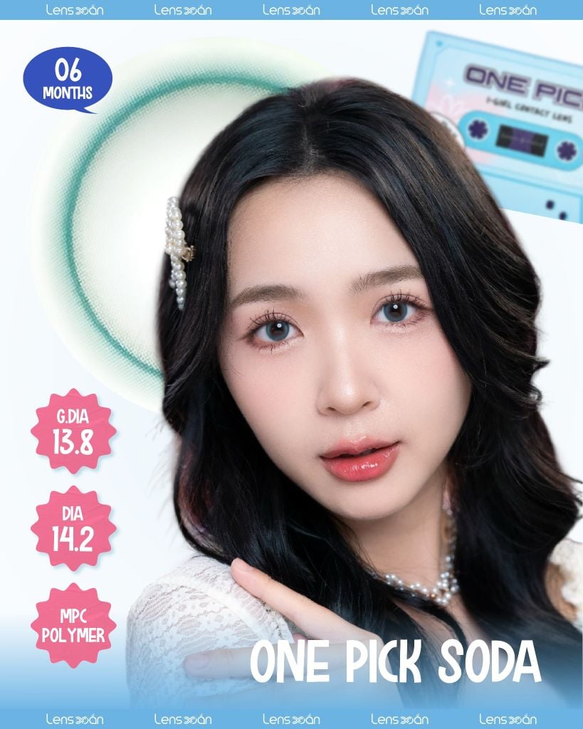 One Pick Soda – Lens xanh soda pastel trong trẻo, blend mượt, dễ đeo