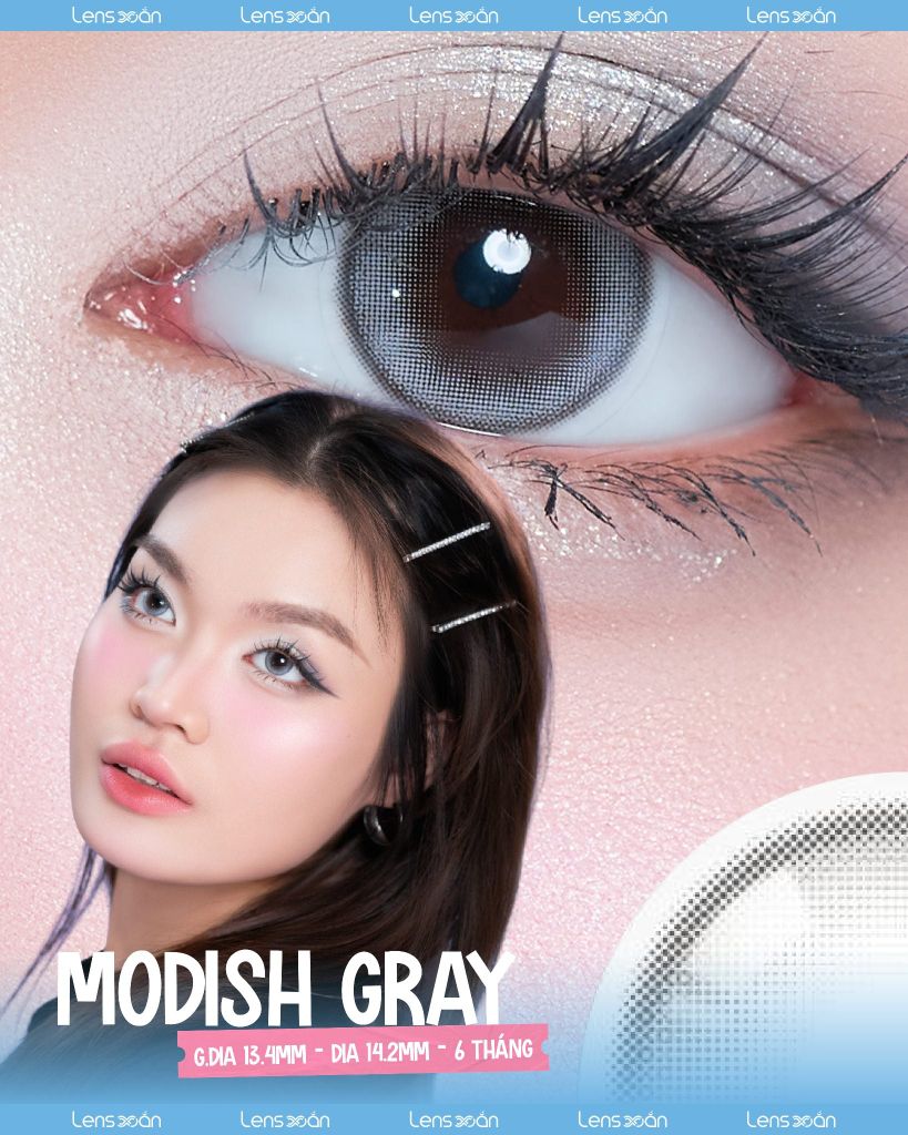 Modish Gray OLOLA – Lens xám kim loại ánh xanh pastel long lanh, bắt sáng cá tính