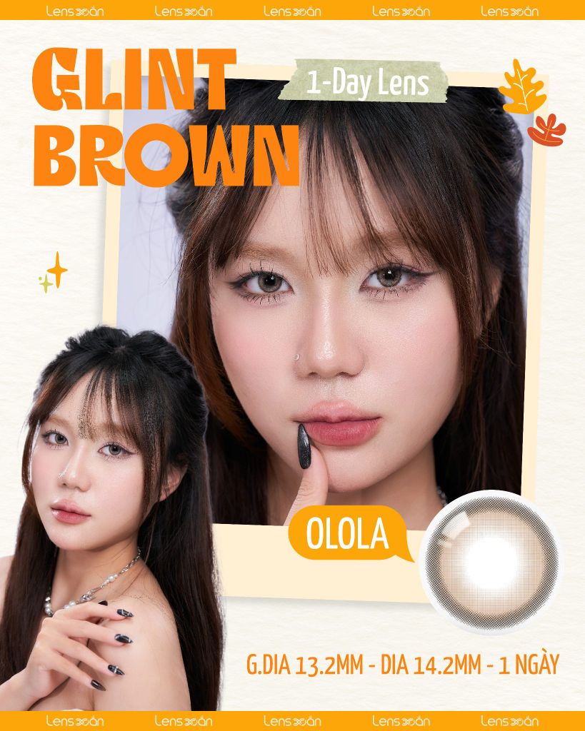 Lens Glint Brown nâu cát lạnh cá tính với viền dày nổi bật