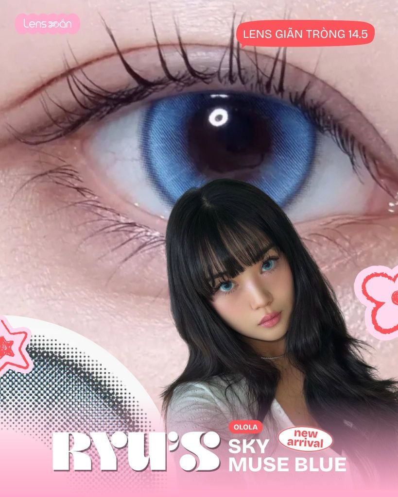 Ryu’s Sky Muse Blue lens xanh biển giãn tròng 14.5mm chính hãng