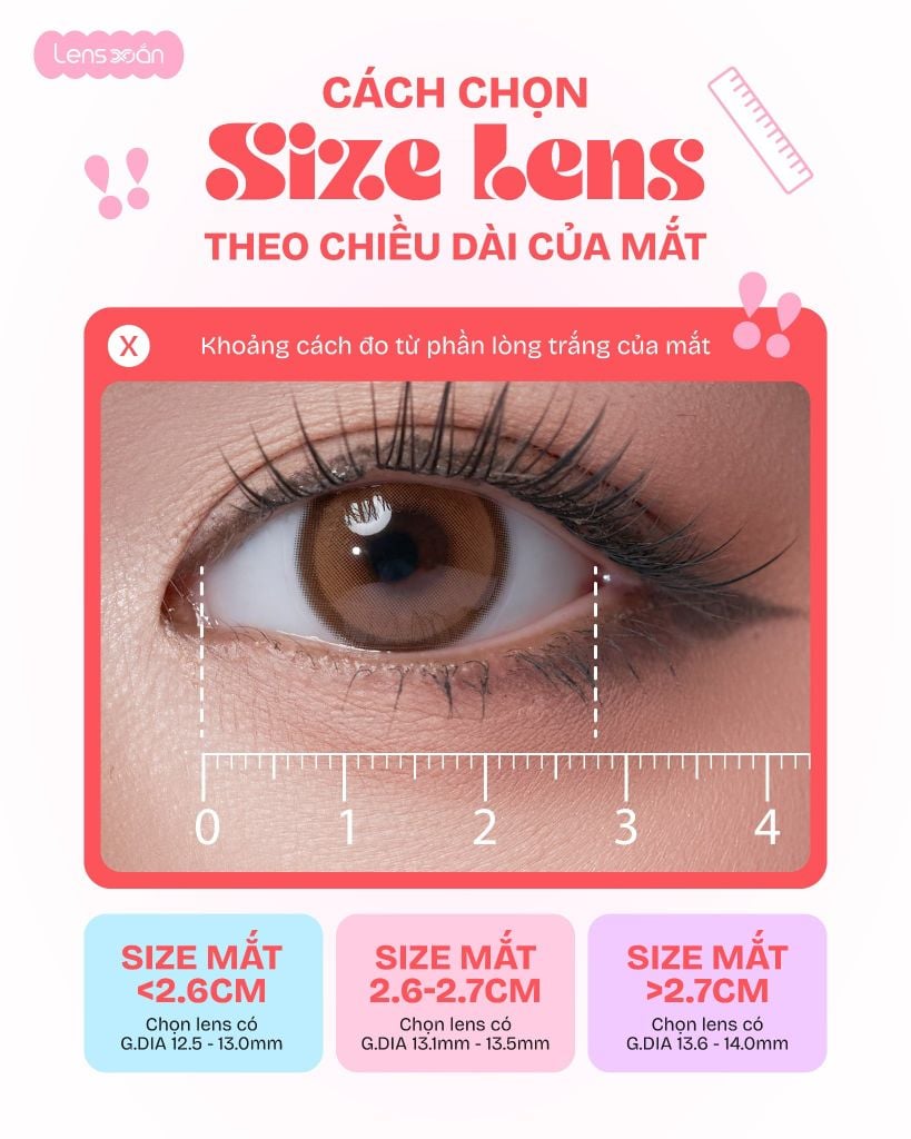 Cách chọn size lens theo chiều dài mắt G.DIA chuẩn tự nhiên