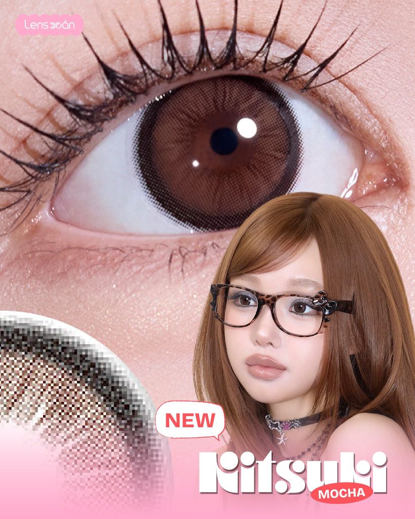 Kitsuki Mocha MYFIPN lens nâu mocha giãn tròng 14.5 chính hãng Lens Xoắn