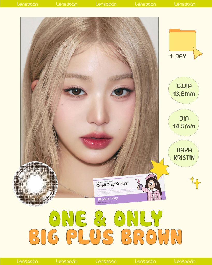 One & Only Big Plus Brown Hapa Kristin lens nâu gỗ trầm