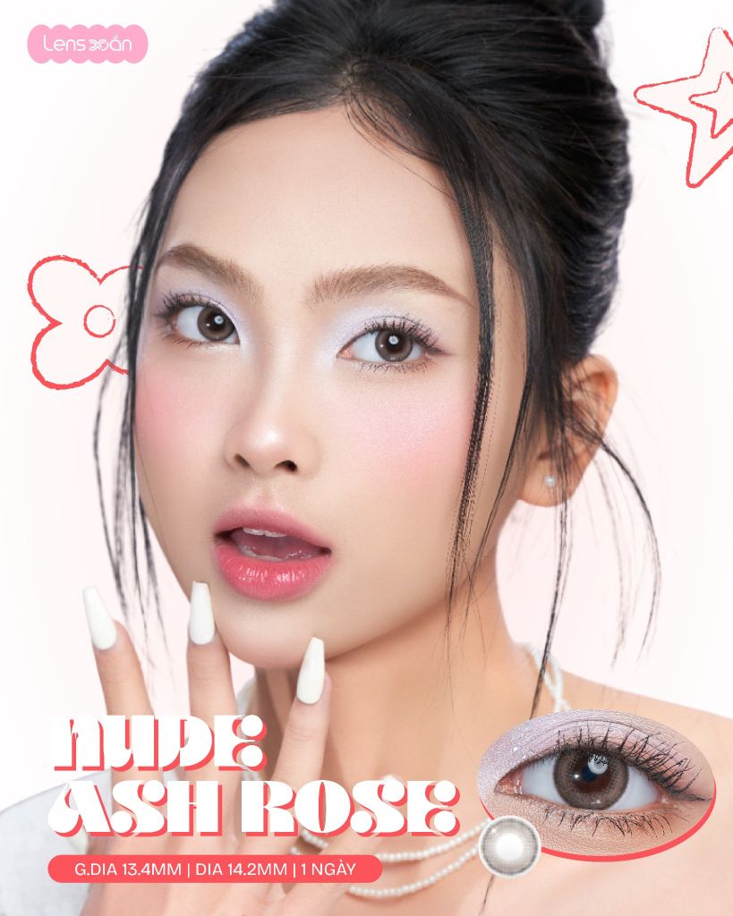 Nude Ash Rose Qrsessed lens nâu hồng khói G.DIA 13.4mm tự nhiên