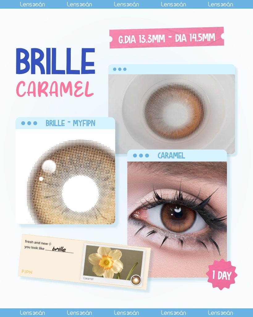 Brille Caramel MYFiPN lens nâu cam caramel tự nhiên tại Lens Xoắn