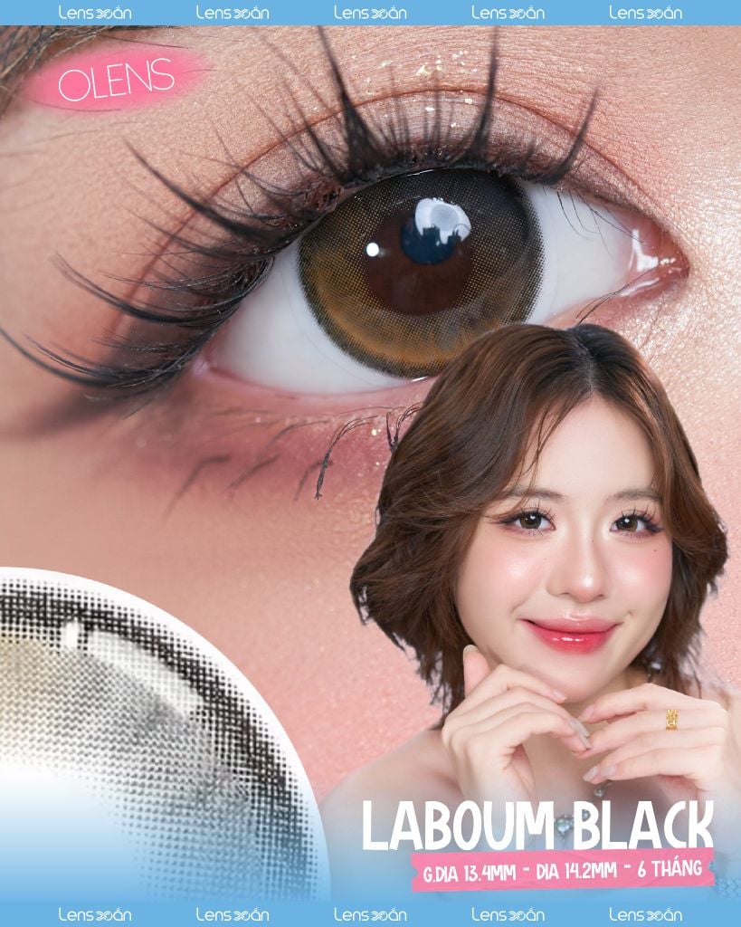 Laboum Black OLENS lens đen highlight nâu vàng G.DIA 13.4mm DIA 14.2mm