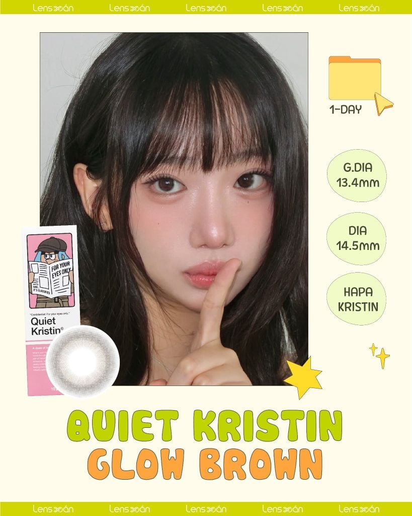 Quiet Kristin Glow Brown Hapa Kristin lens nâu cacao phủ bóng glowy tự nhiên