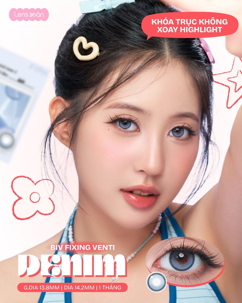 BIV Fixing Venti Denim lens xanh denim khóa trục không xoay chính hãng