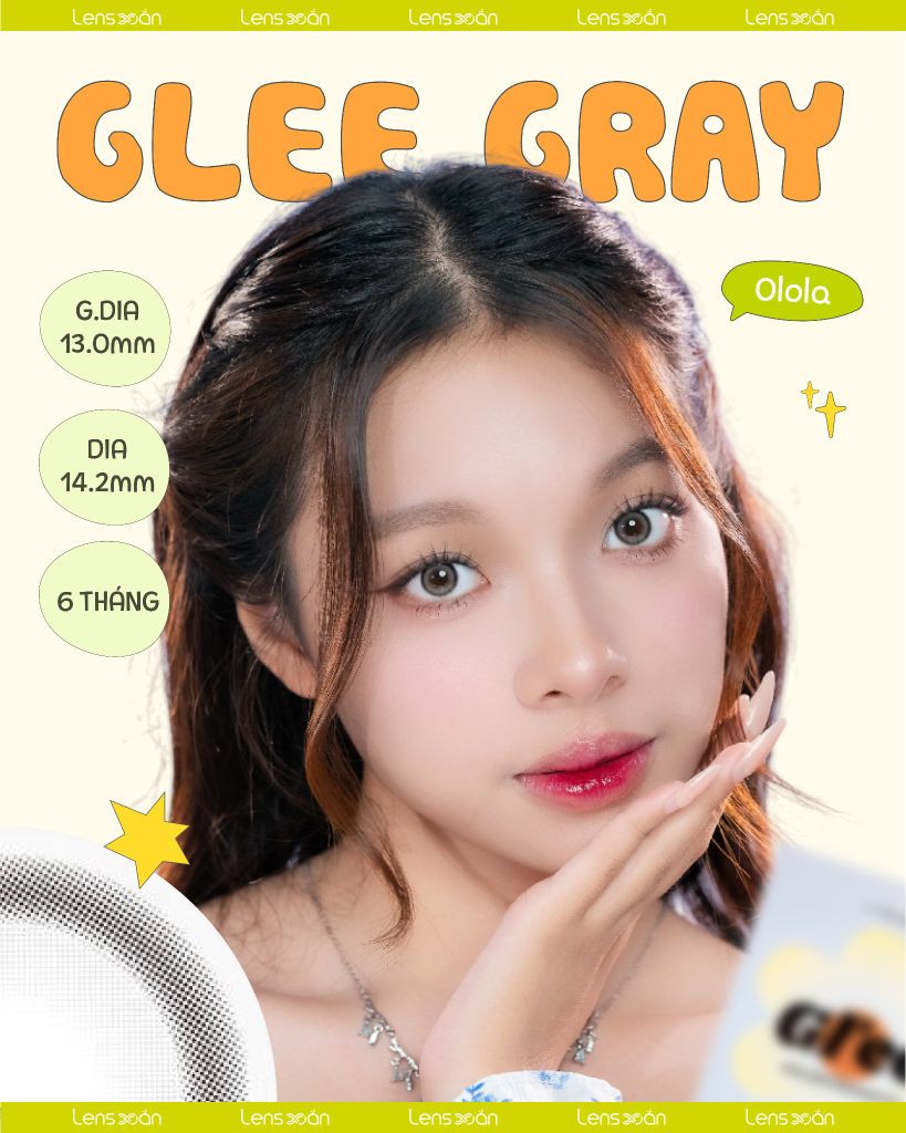 GLEE Gray OLOLA lens xám ánh sữa tự nhiên glowy.