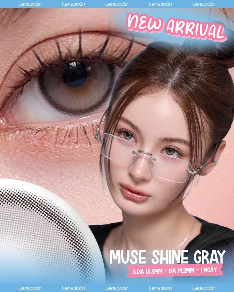 Muse Shine Gray OLENS – Lens xám khói dịu nhẹ chất liệu Puscon tại Lens Xoắn