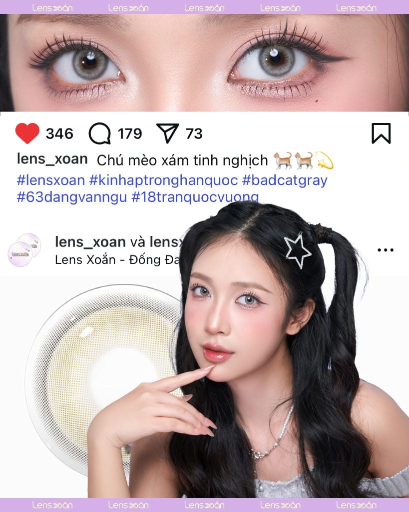 Lens Badcat Gray từ Idol Lens – Xám khói thuần Hàn Quốc