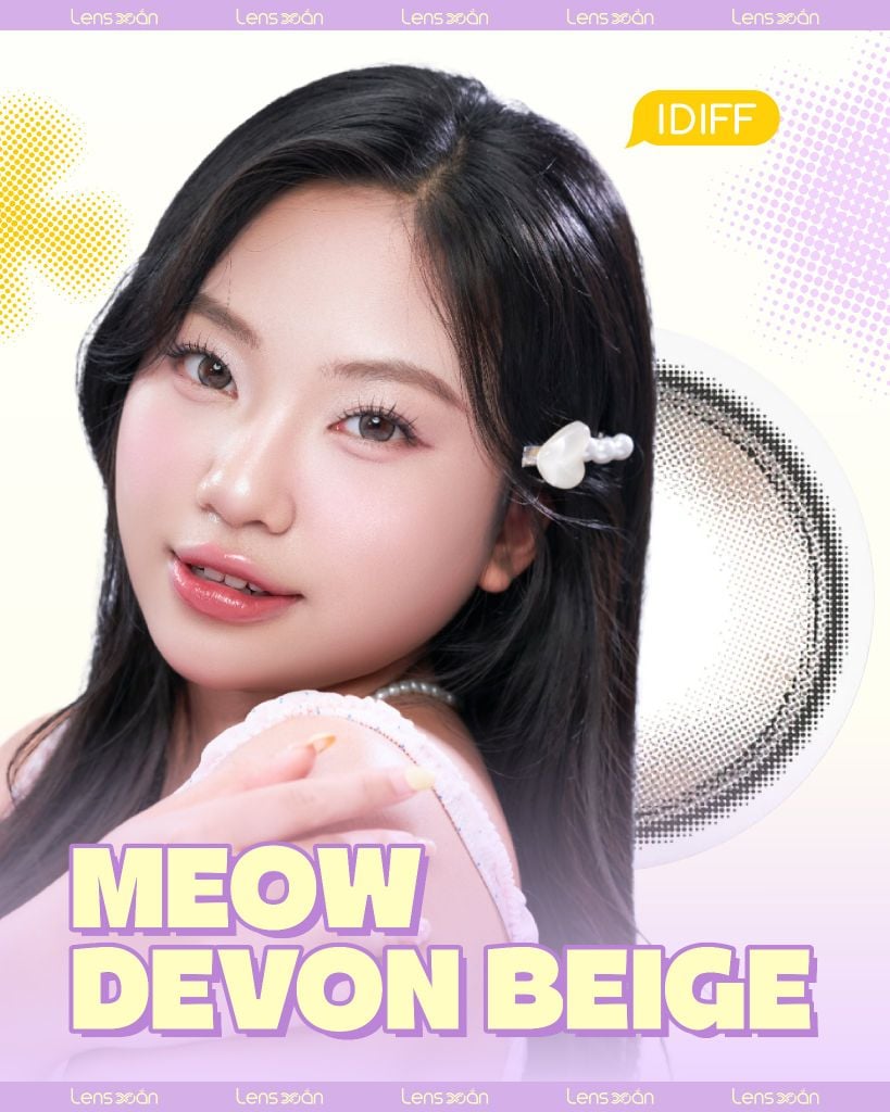 MEOW DEVON BEIGE – Lens nâu lạnh highlight bắt sáng từ Lens Xoắn
