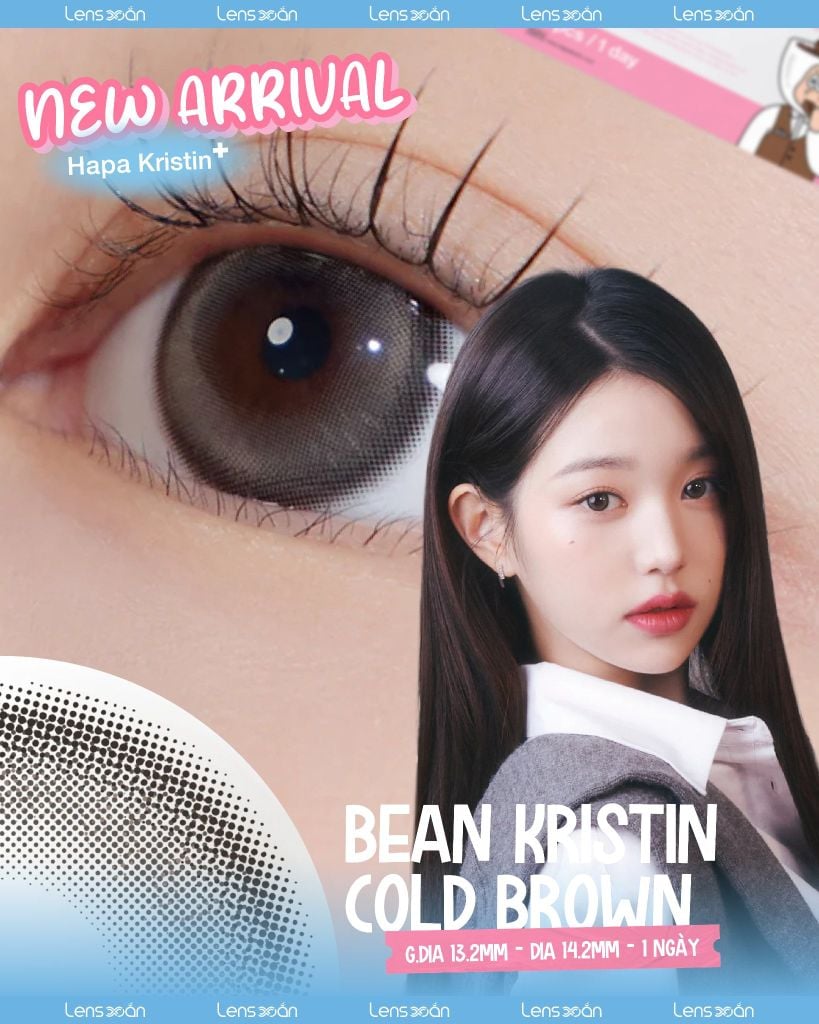 Bean Kristin Cold Brown – Lens nâu lạnh ánh khói 1 ngày cho makeup tone lạnh
