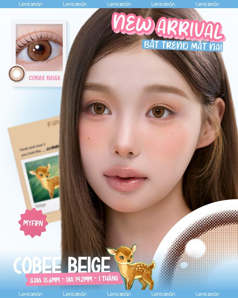 Lens COBEE BEIGE MYFIPN nâu caramel ánh cam giãn tròng tự nhiên