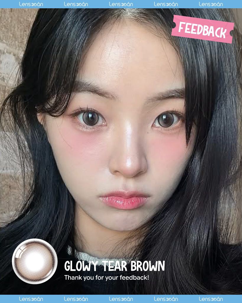 Glowy Tear Brown OLENS 1 tháng chất liệu Puscon tone nâu hồng khói