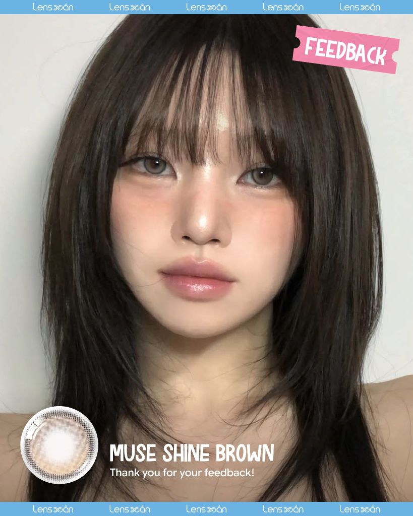 Review Muse Shine Brown OLENS nâu lạnh highlight đeo mắt thật tự nhiên