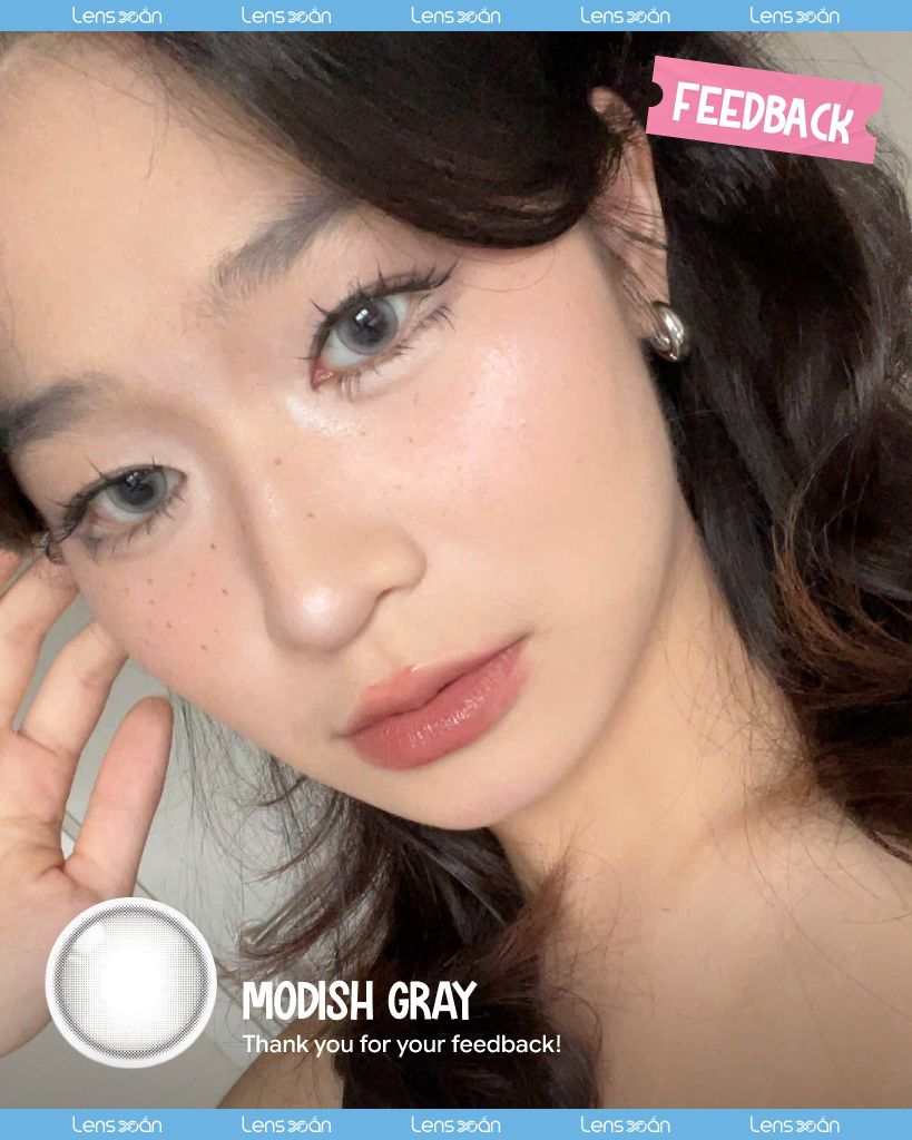 Modish Gray OLOLA – Lens xám kim loại ánh xanh pastel long lanh, bắt sáng cá tính