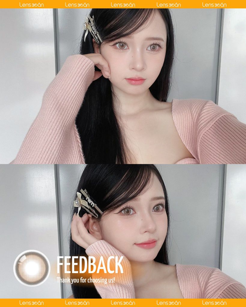 Lens Glint Brown nâu cát lạnh cá tính với viền dày nổi bật