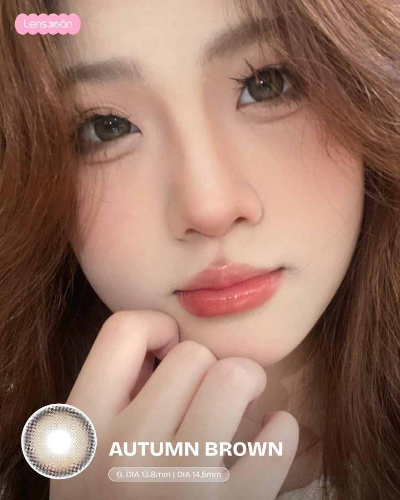 Lens Autumn Brown B.S.COR nâu vàng highlight trong trẻo trên mắt thật