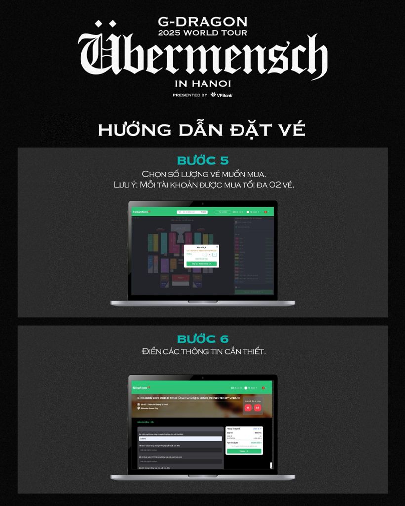 Hướng dẫn đặt vé G-DRAGON Übermensch Hà Nội 2025 trên Ticketbox