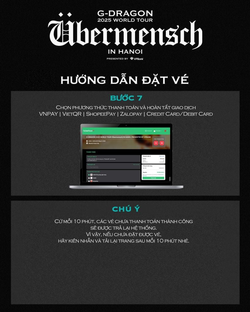 Hướng dẫn đặt vé G-DRAGON Übermensch Hà Nội 2025 trên Ticketbox