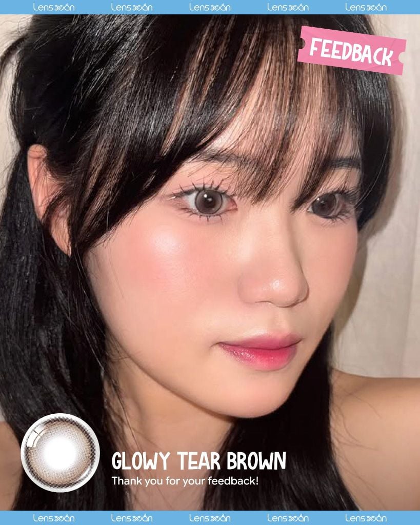 Glowy Tear Brown OLENS 1 tháng chất liệu Puscon tone nâu hồng khói