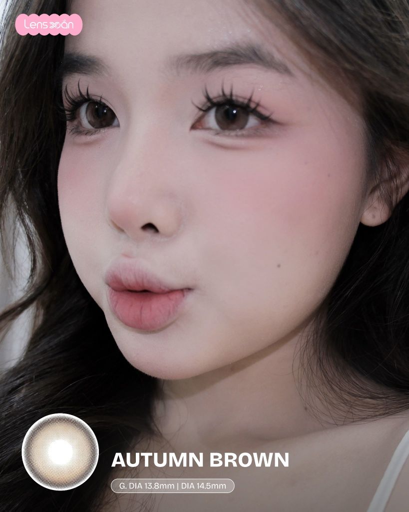 Lens Autumn Brown B.S.COR nâu vàng highlight trong trẻo trên mắt thật