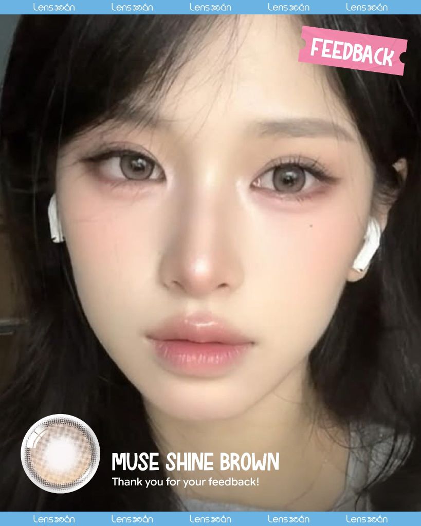Review Muse Shine Brown OLENS nâu lạnh highlight đeo mắt thật tự nhiên