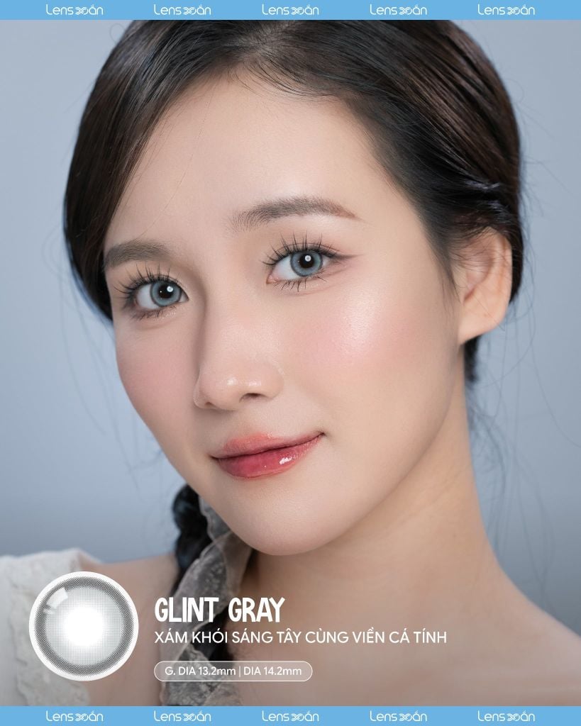 Lens Glint Gray Olola 1 ngày xám trắng sáng tây viền đậm cá tính
