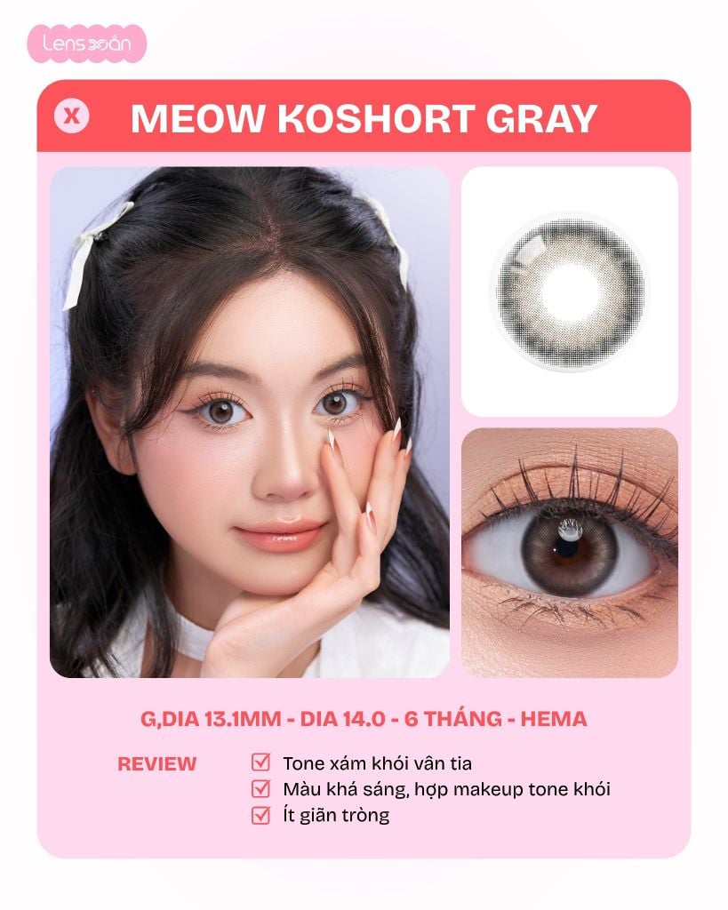 review 5 màu lens best seller restock full độ cận autumn brown ariel gray meow devon beige koshort gray scottish gray
