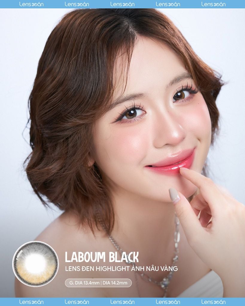 Laboum Black OLENS lens đen highlight nâu vàng G.DIA 13.4mm DIA 14.2mm