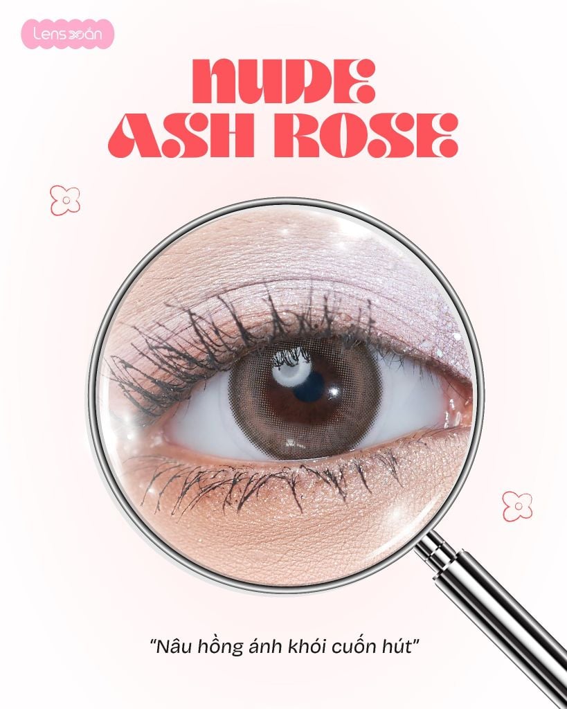 Nude Ash Rose Qrsessed lens nâu hồng khói G.DIA 13.4mm tự nhiên