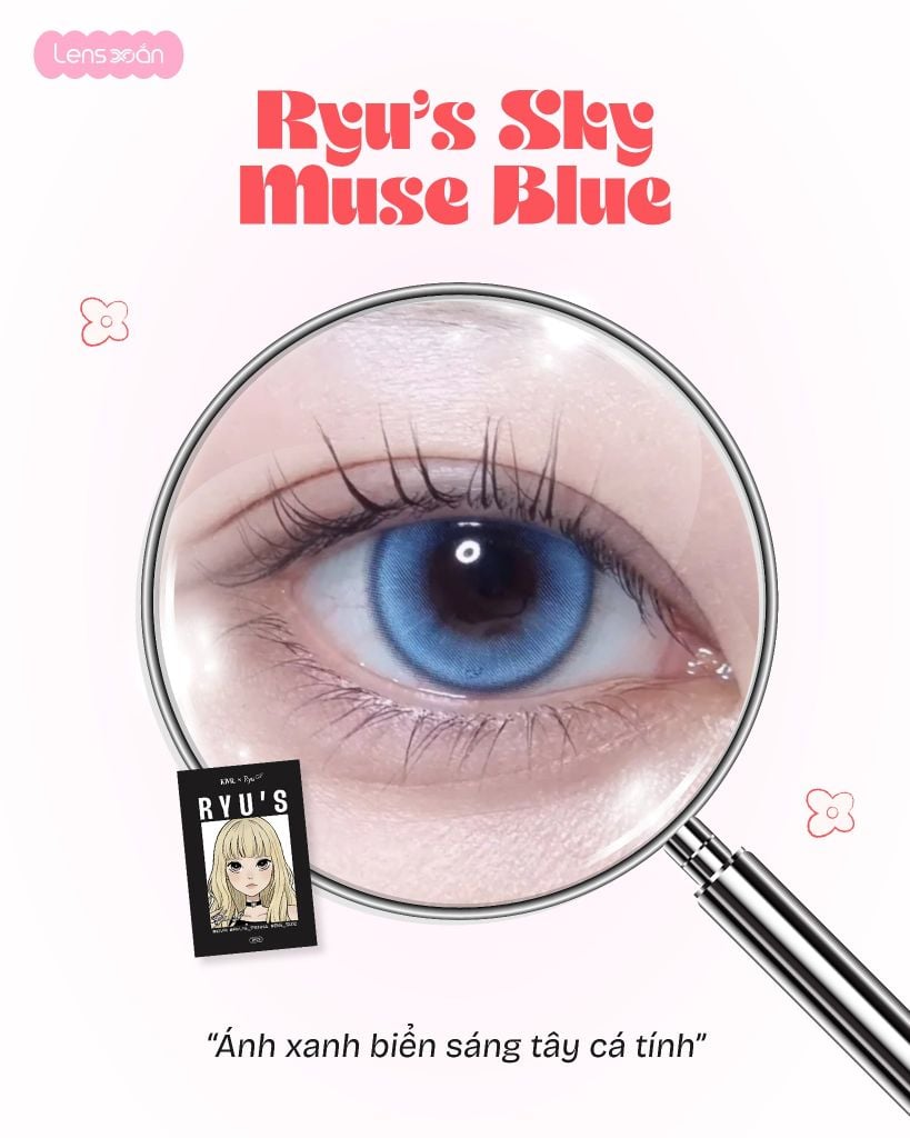 Ryu’s Sky Muse Blue lens xanh biển giãn tròng 14.5mm chính hãng