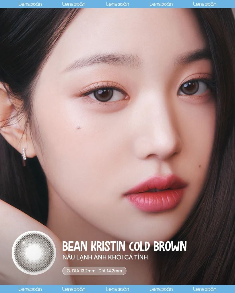 Bean Kristin Cold Brown – Lens nâu lạnh ánh khói 1 ngày cho makeup tone lạnh
