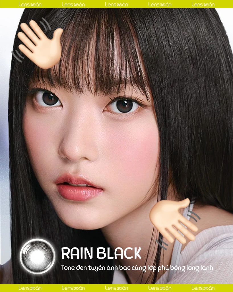 Rain Black OLENS – Lens đen giãn tròng ánh bạc highlight Hàn Quốc tại Lens Xoắn