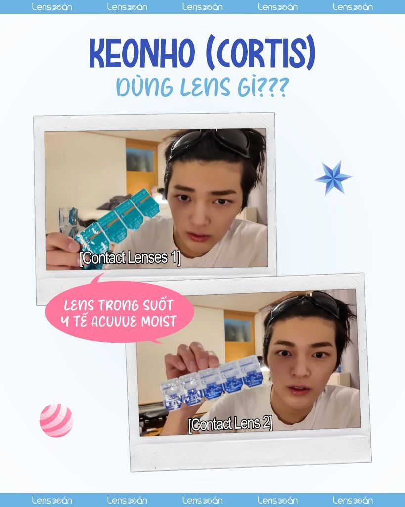 Keonho CORTIS sử dụng lens 1 ngày trong suốt y tế Acuvue Moist chính hãng