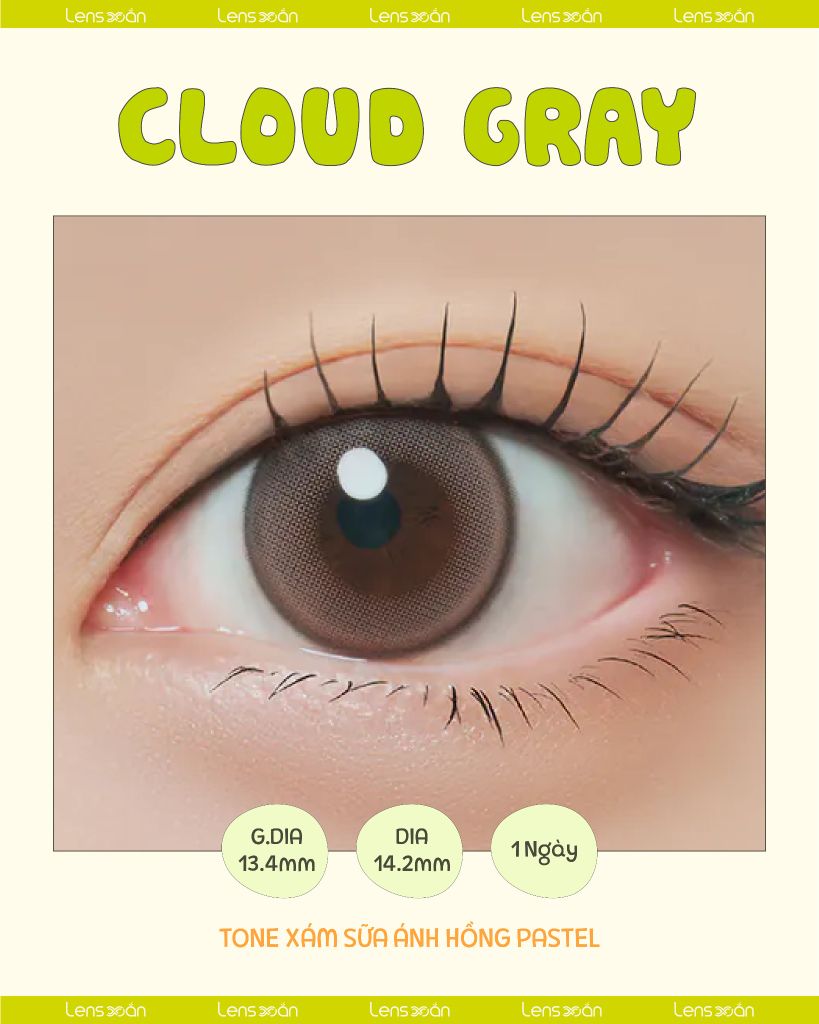 Cloud Gray Qrsessed lens xám sữa ánh hồng pastel 1 ngày