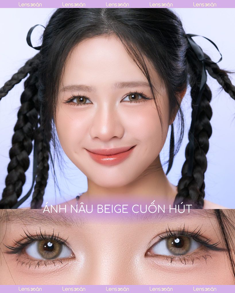 Lens BADCAT BEIGE Idol Lens màu nâu bơ lạnh pha ánh vàng tự nhiên, chất liệu Hydrogel cao cấp